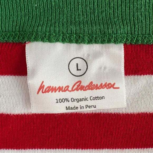 Hanna Andersson L Striped Red White Pajama Long Sleeve Top Christmas Festive - Picture 3 of 7